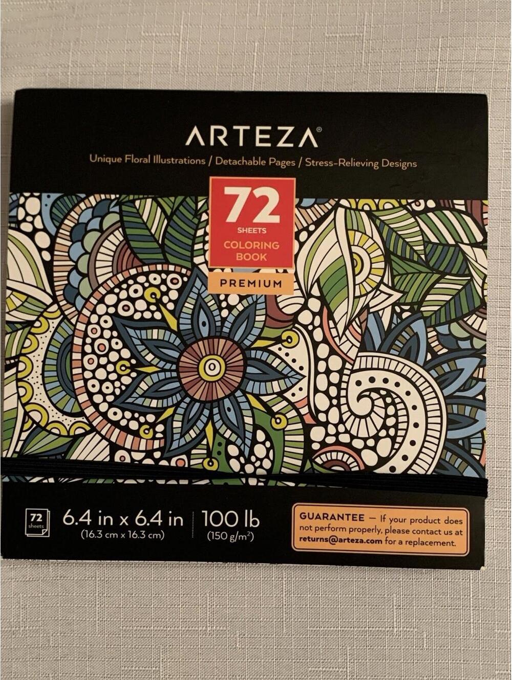 Arteza Unique Floral Full Set Of 72 Coloring Sheets